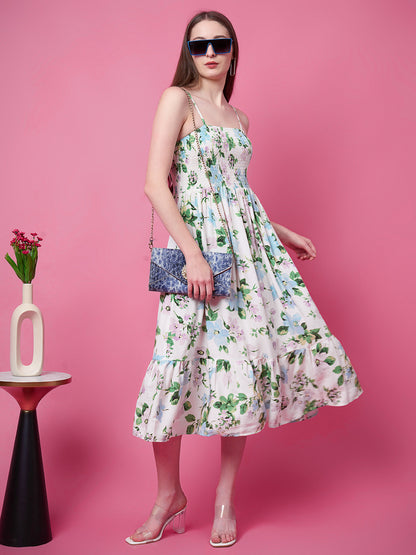 Women Fit and Flare Green Knee Length Dress