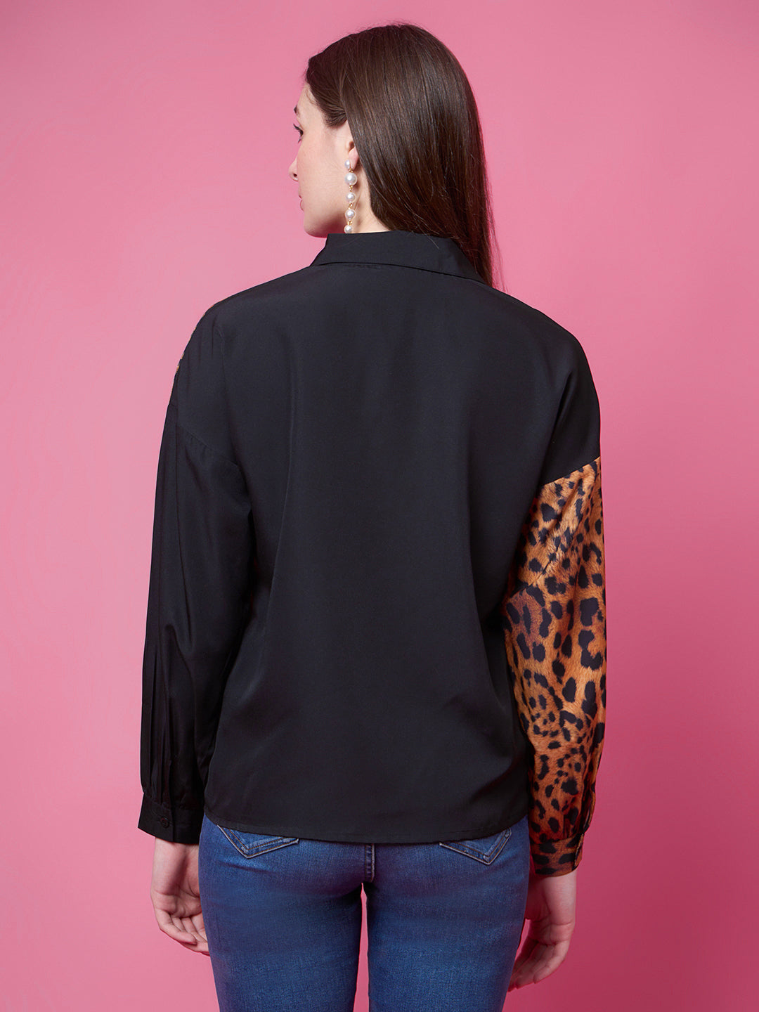 Women Regular Fit Printed Collarless Collar Party Shirt