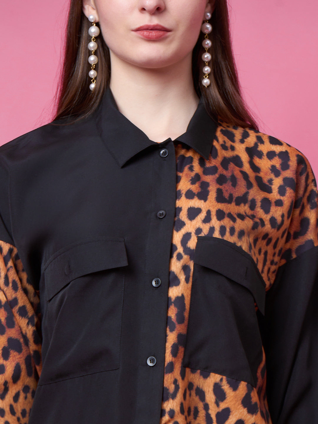 Women Regular Fit Printed Collarless Collar Party Shirt