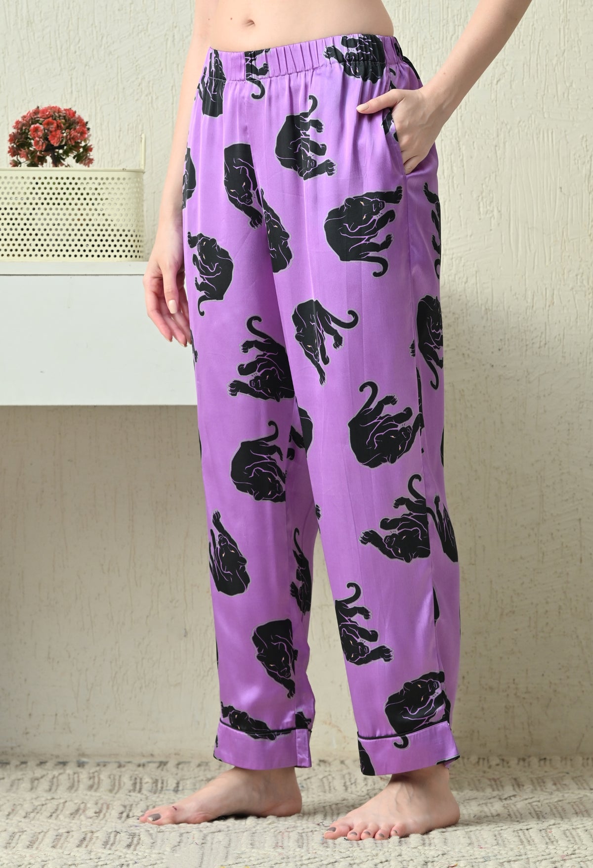Women Shirt & Pyjama set Purple Printed
