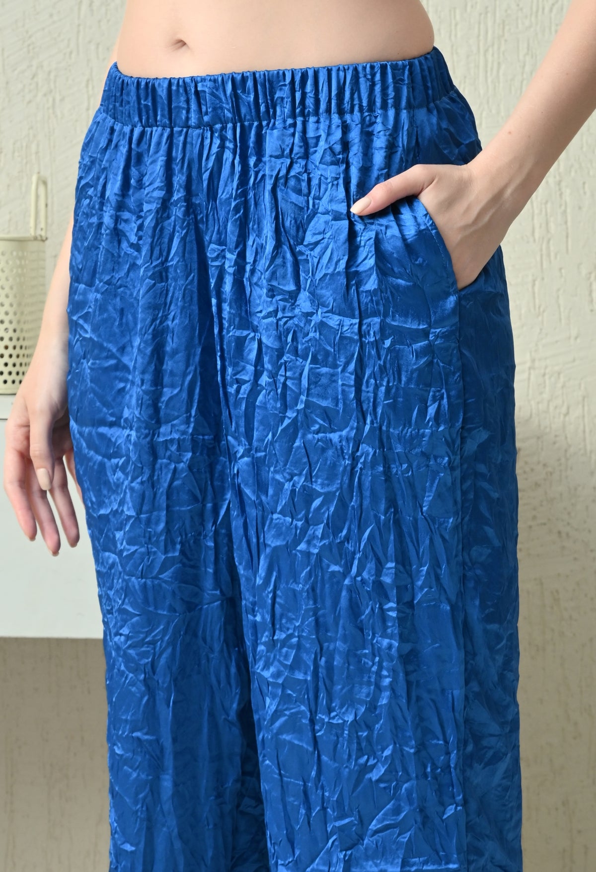 Women Shirt & Pyjama set Blue Solid
