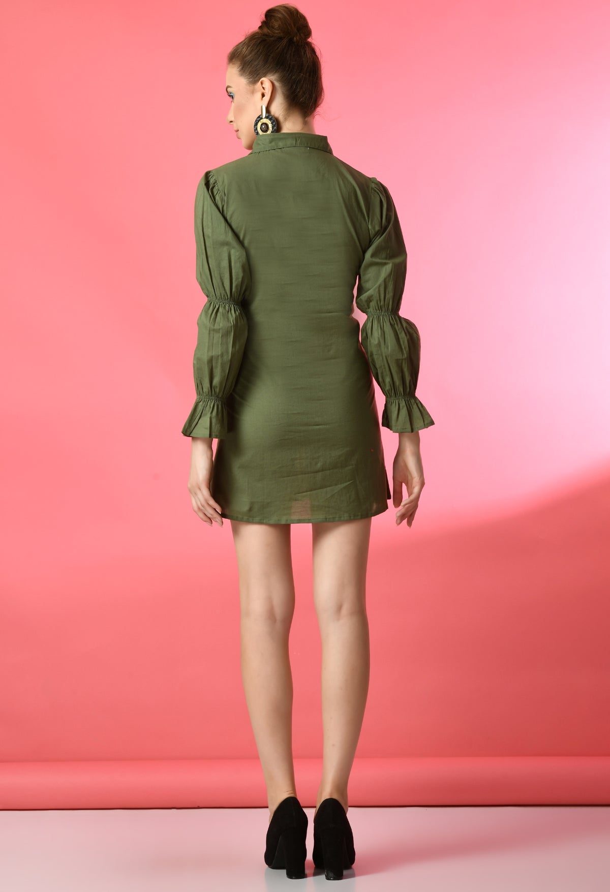Women A-line Green Mini/Short Dress