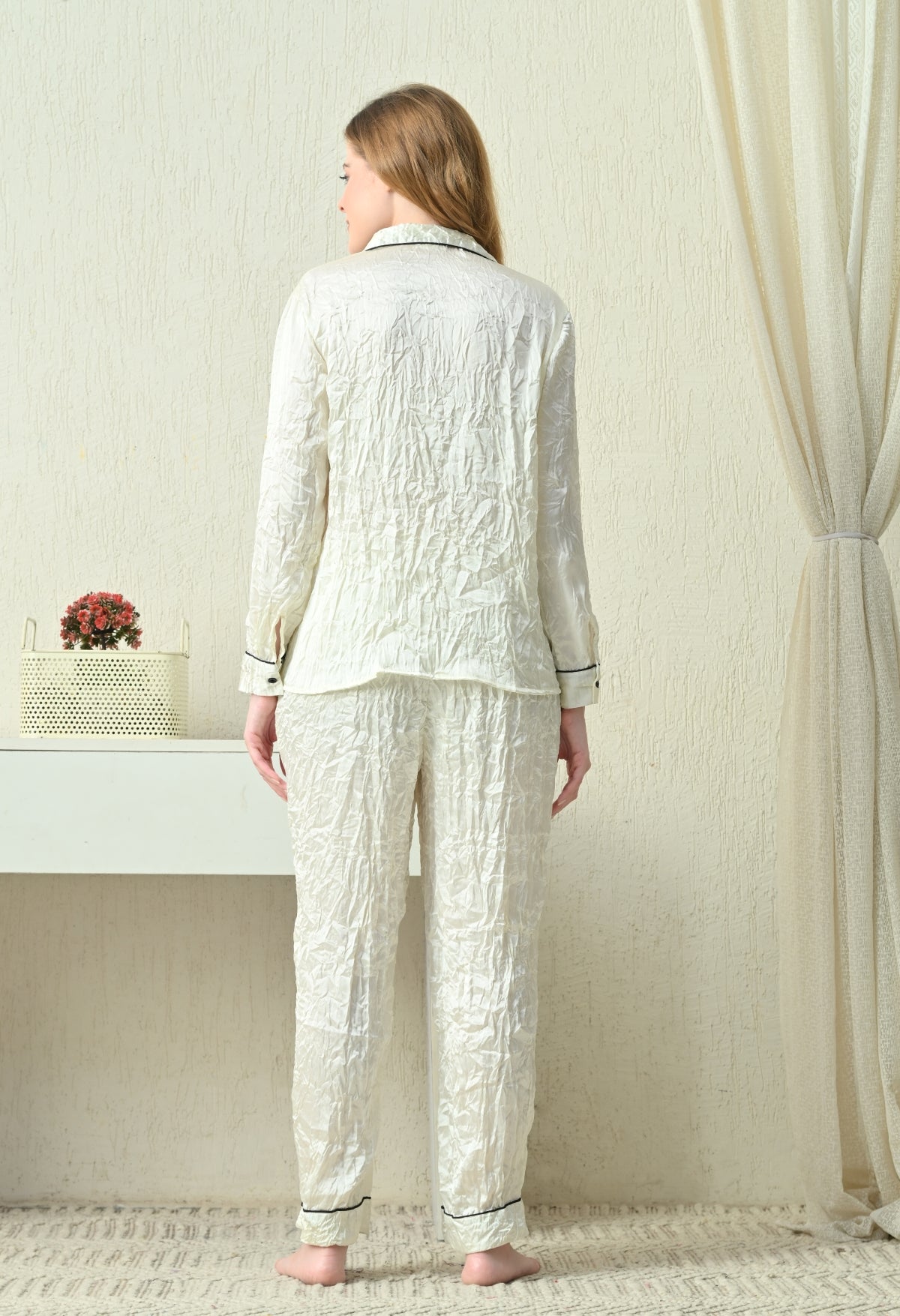 Women Shirt & Pyjama set White Printed