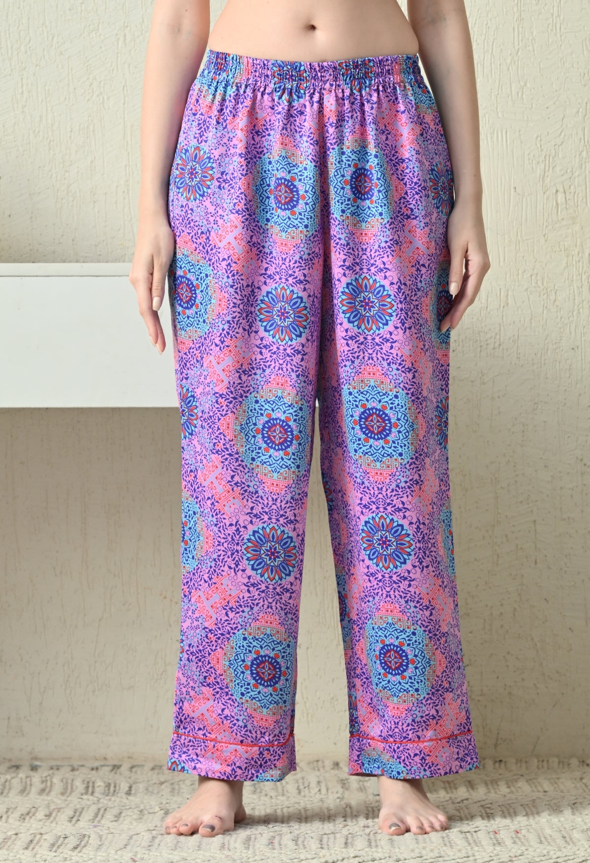 Women Shirt & Pyjama set Multicolor Geometric Print