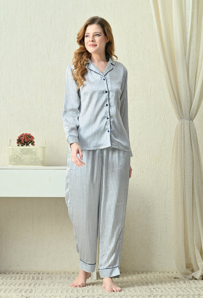 Women Shirt & Pyjama set White Printed