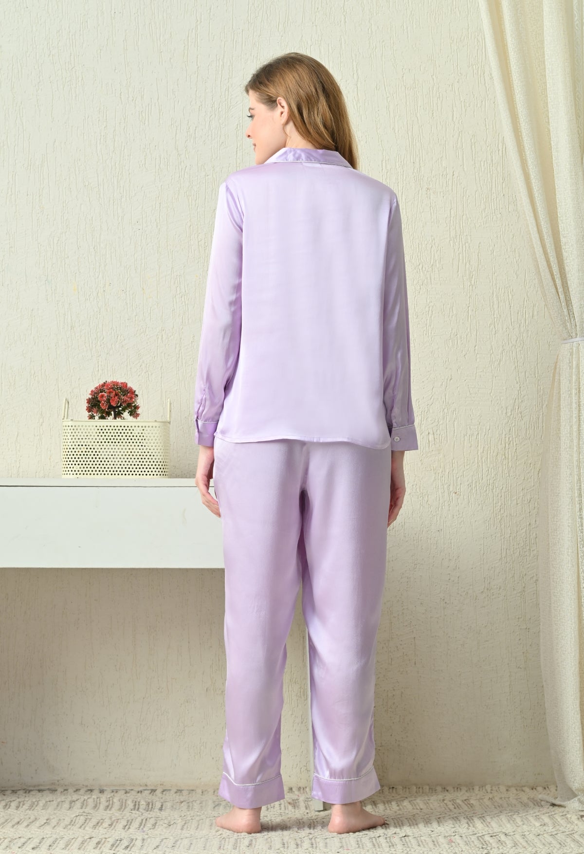 Women Shirt & Pyjama set Purple Solid