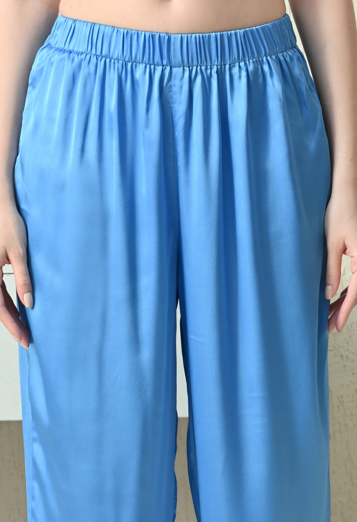 Women Shirt & Pyjama set Blue Solid