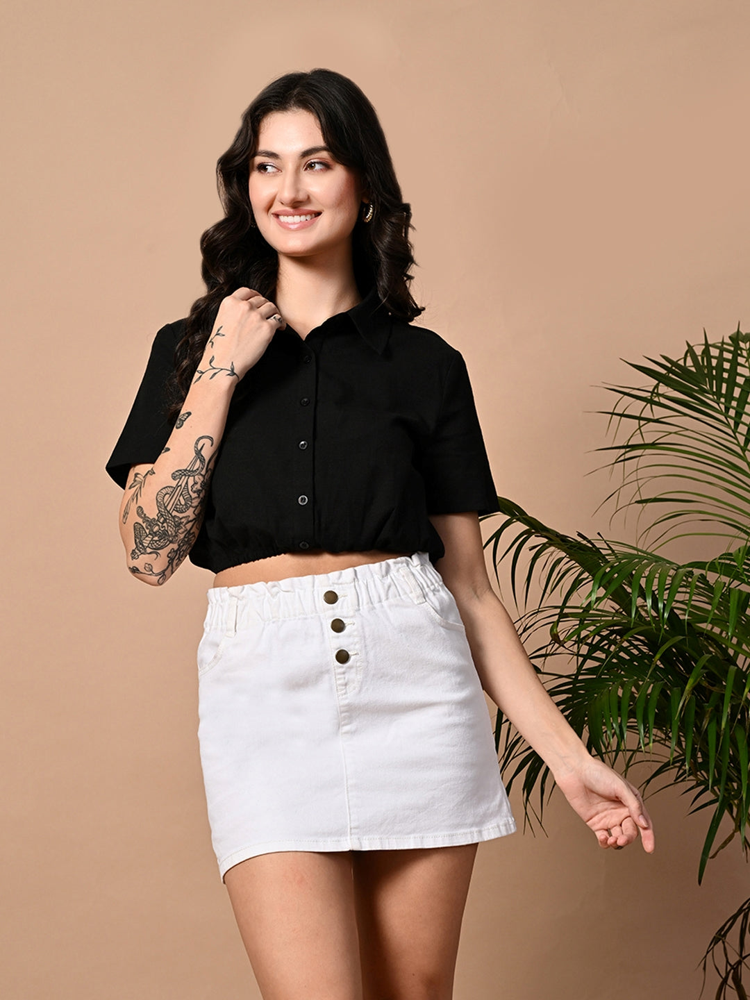 Casual Regular Sleeves Solid Women Black Top