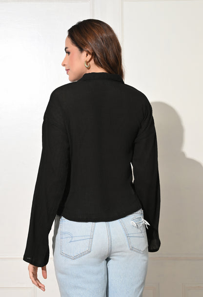Women Regular Fit Solid Party Shirt