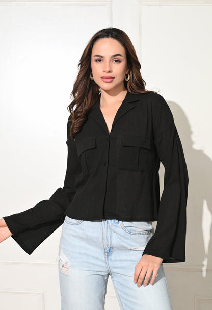 Women Regular Fit Solid Party Shirt