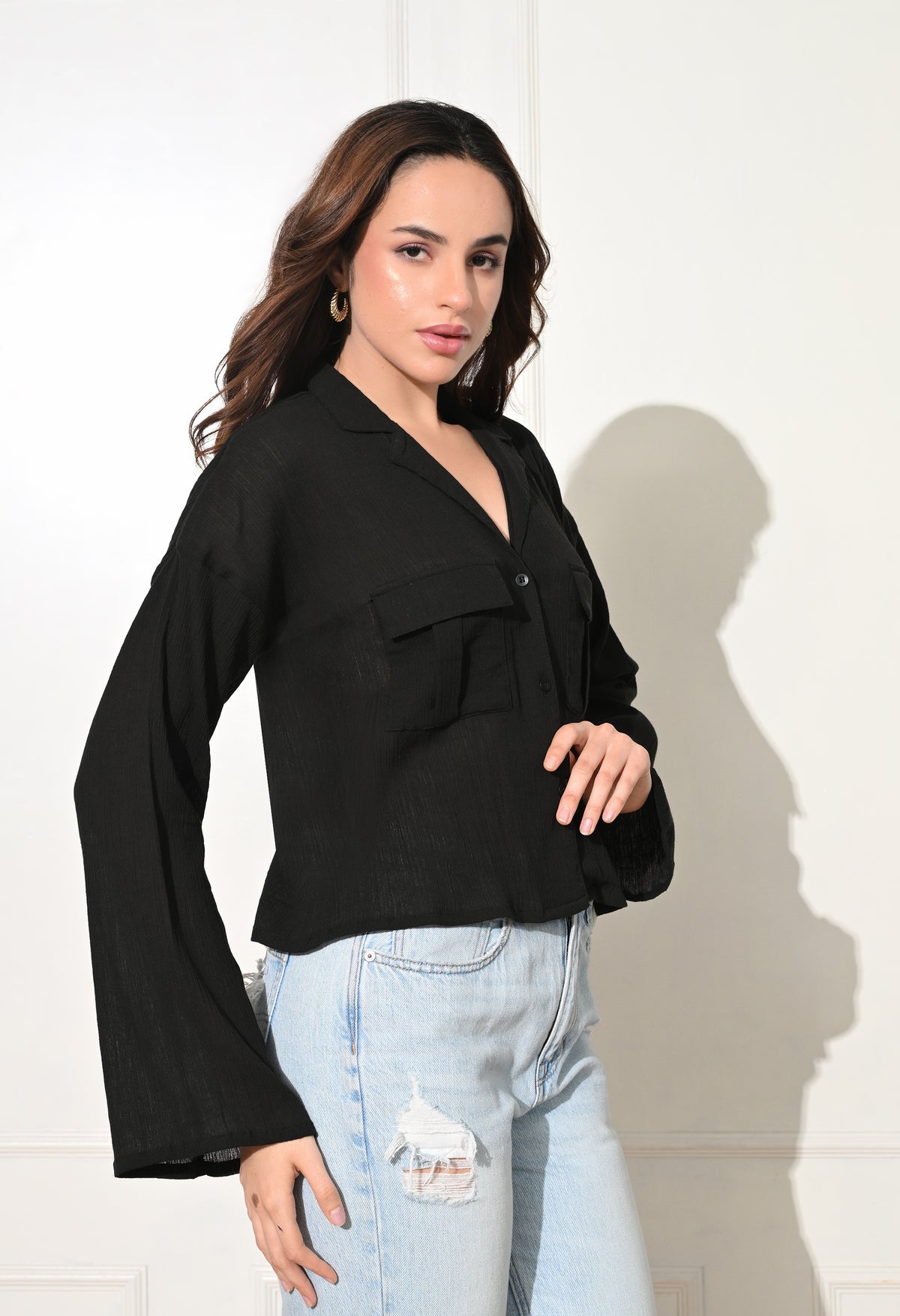Women Regular Fit Solid Party Shirt
