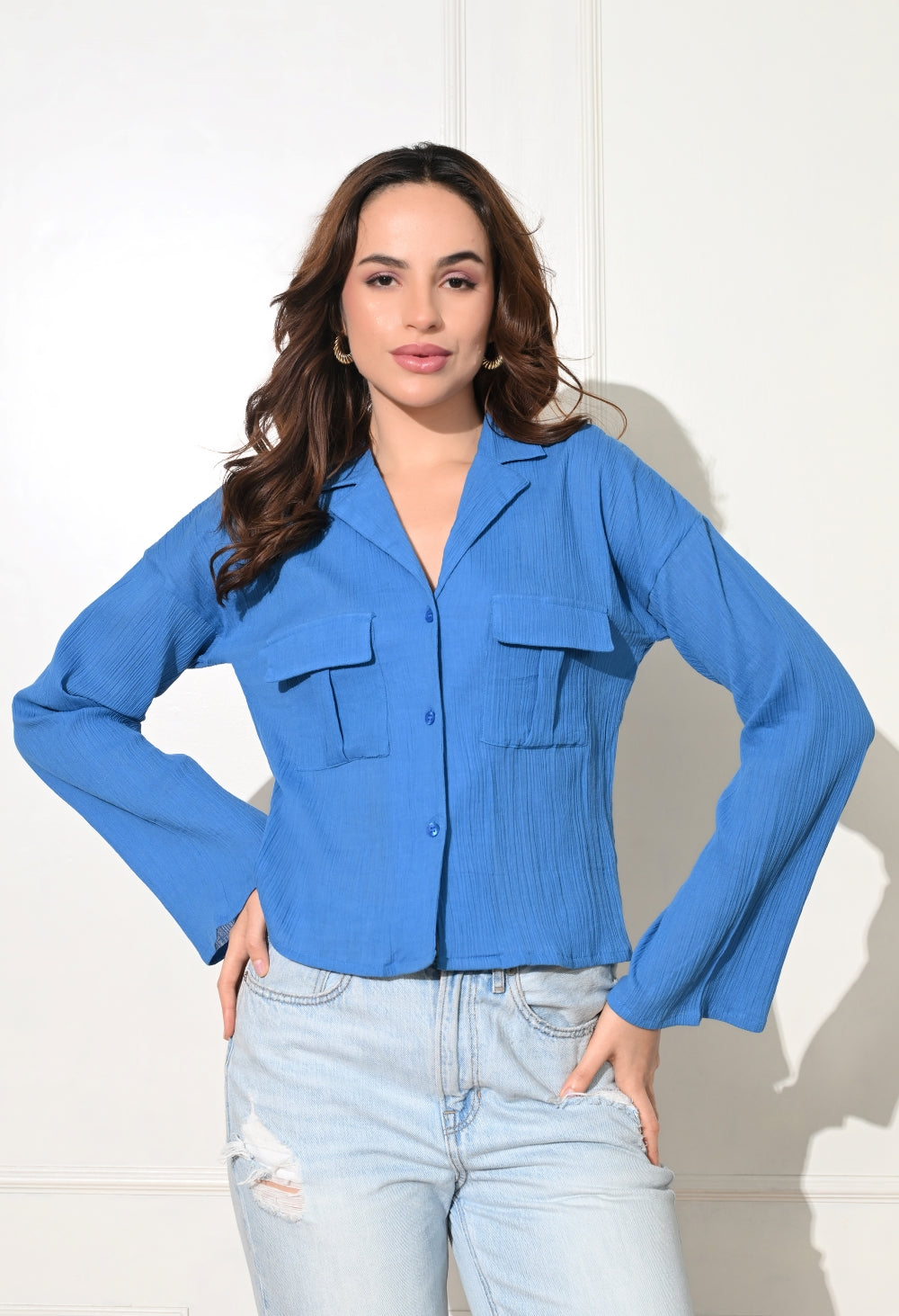 Women Regular Fit Solid Party Shirt
