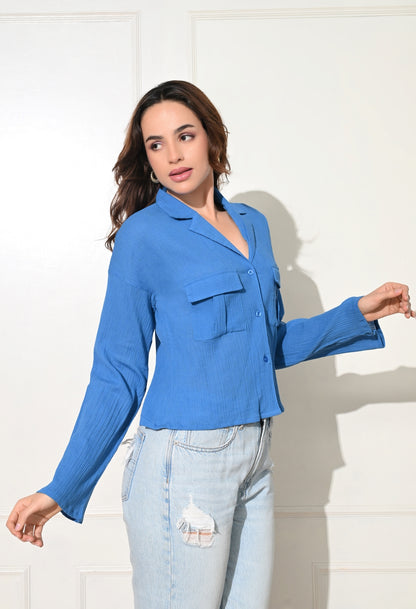 Women Regular Fit Solid Party Shirt