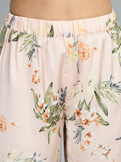 Women Shirt & Pyjama set Pink Printed