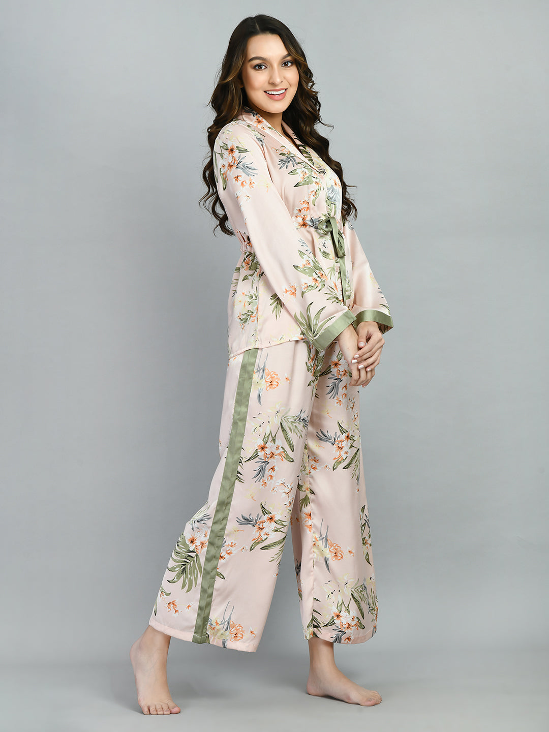 Women Shirt & Pyjama set Pink Printed