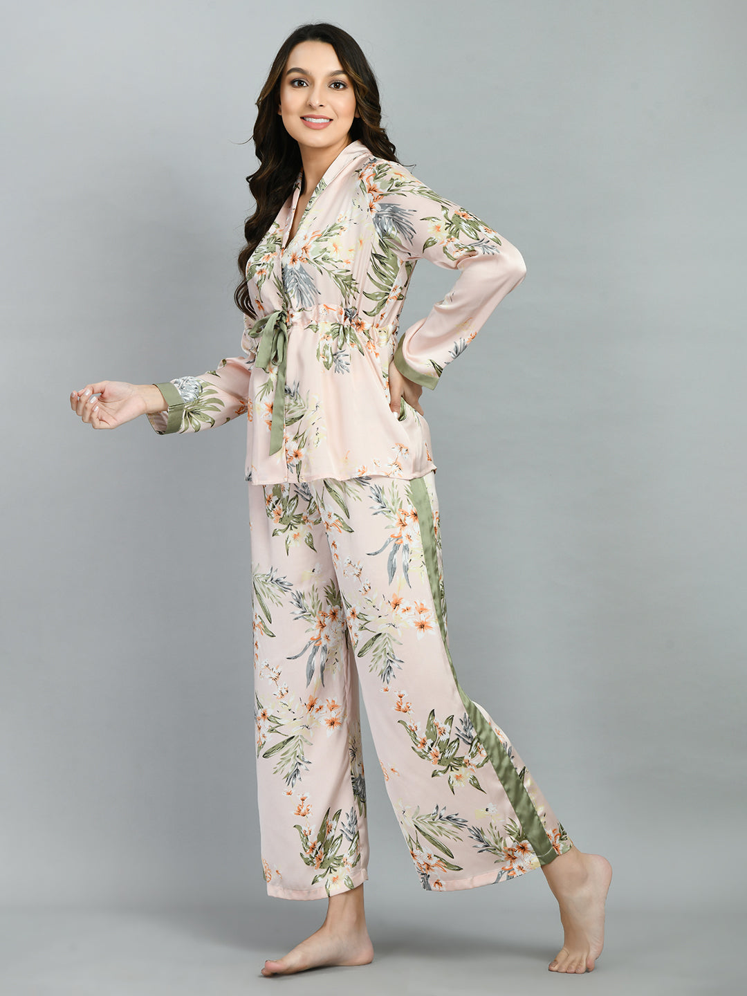 Women Shirt & Pyjama set Pink Printed