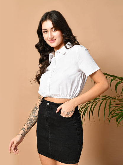 Casual Regular Sleeves Solid Women White Top