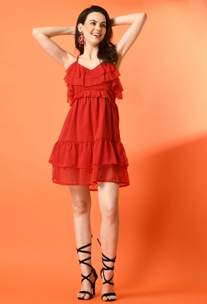 Women Wrap Red Mini/Short Dress