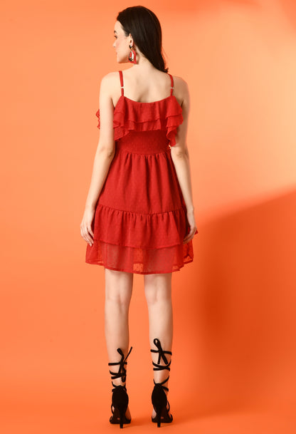 Women Wrap Red Mini/Short Dress