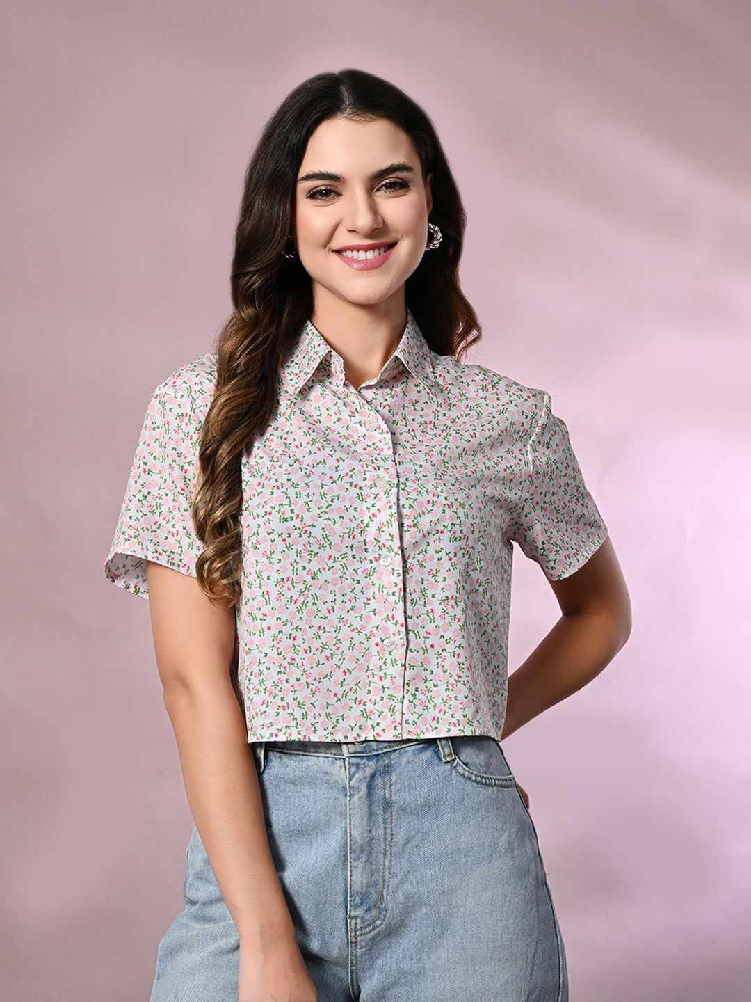 Women Regular Fit Solid Button Down Collar Casual Shirt