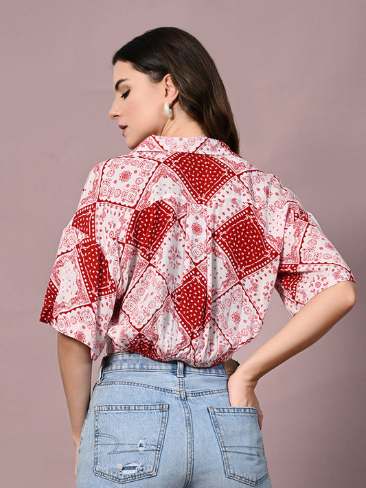Women Slim Fit Printed Casual Shirt