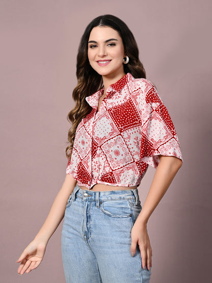 Women Slim Fit Printed Casual Shirt