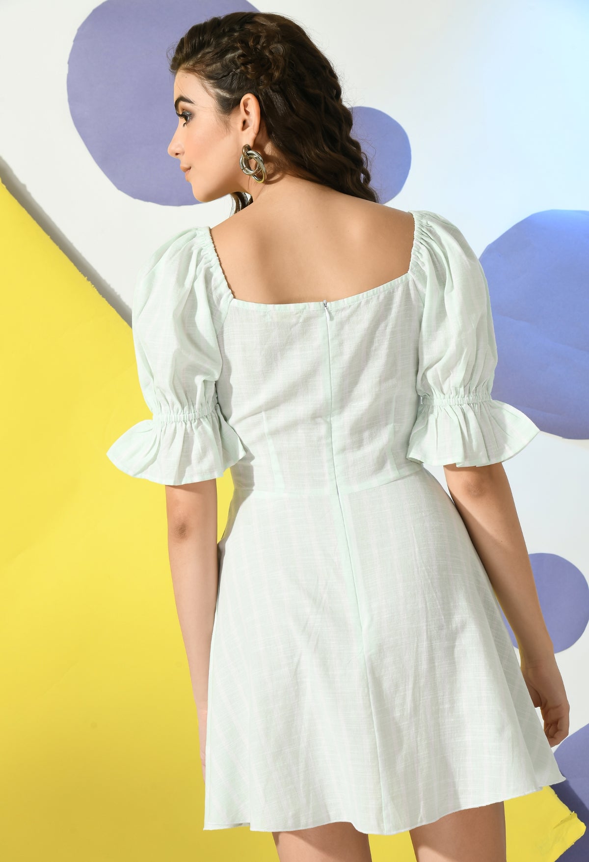 Women A-line Light Green Above Knee/Mid Thigh Length Dress