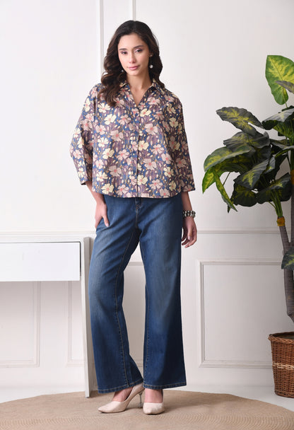 Women Relaxed Fit Floral Print, Printed Spread Collar Casual Shirt