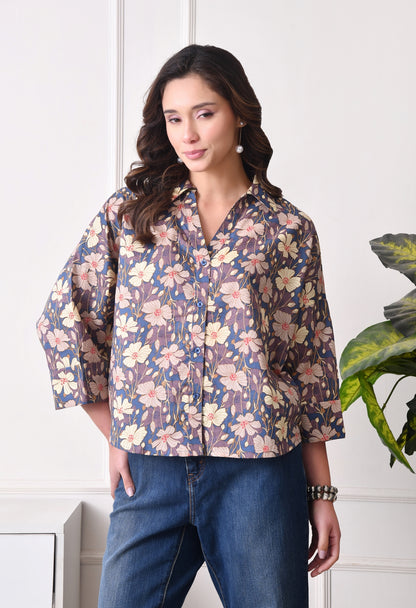 Women Relaxed Fit Floral Print, Printed Spread Collar Casual Shirt