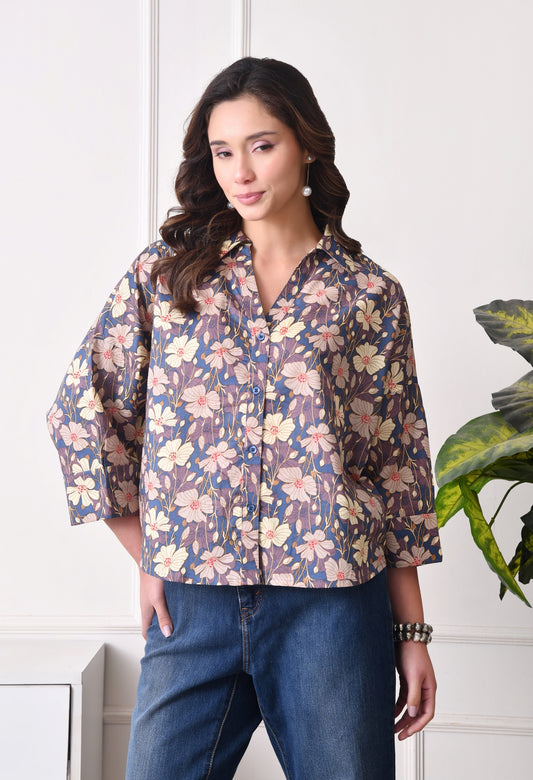 Women Relaxed Fit Floral Print, Printed Spread Collar Casual Shirt