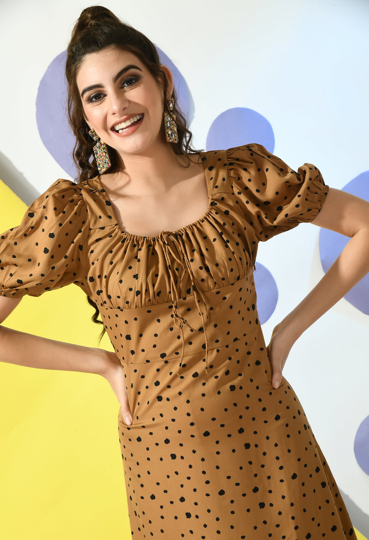 Women Fit and Flare Brown Maxi/Full Length Dress