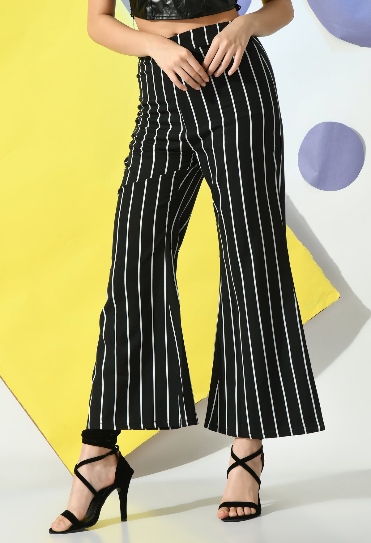 Women Regular Fit Black Polyester Trousers