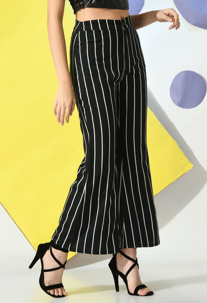 Women Regular Fit Black Polyester Trousers
