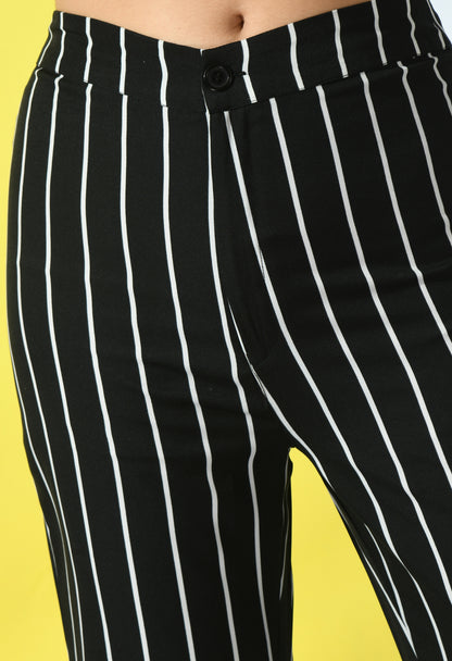 Women Regular Fit Black Polyester Trousers