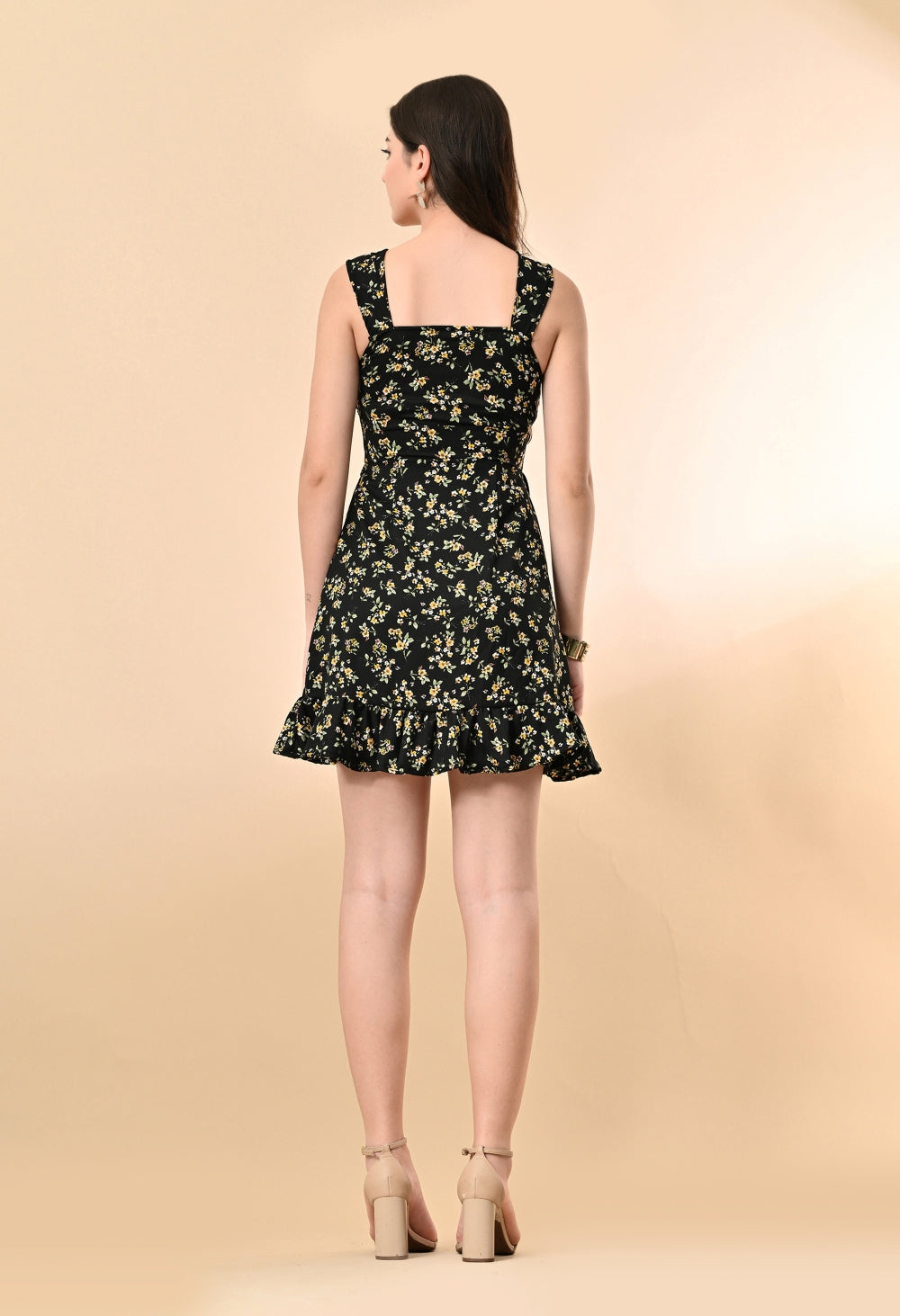 Women A-line Black Mini/Short Dress
