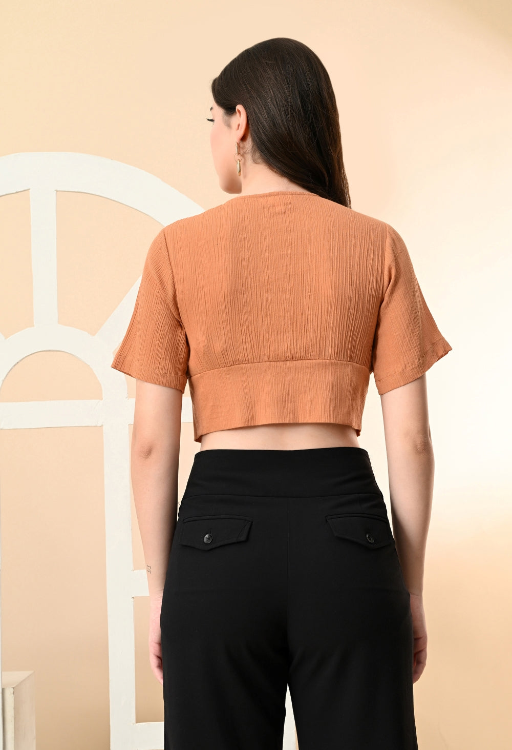Casual Regular Sleeves Solid Women Brown Top