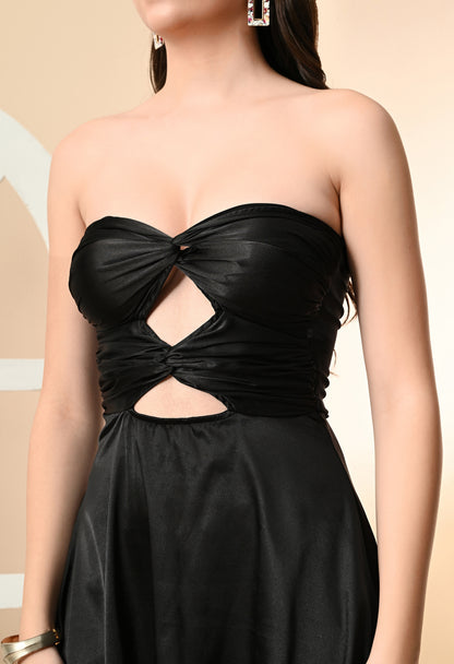 Women A-line Black Above Knee/Mid Thigh Length Dress