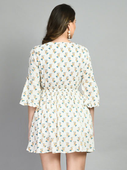 Women A-line White Above Knee/Mid Thigh Length Dress