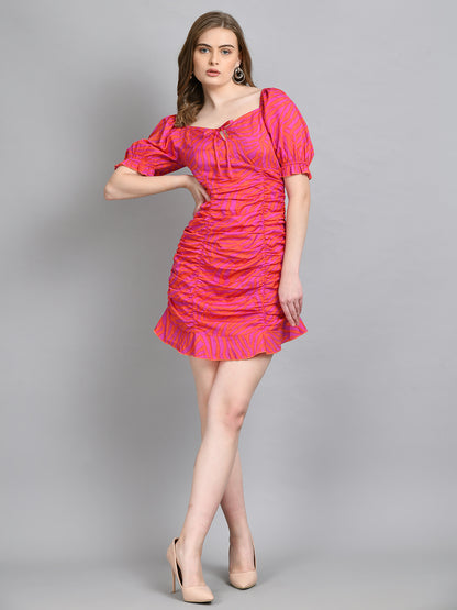 Women Sheath Pink Above Knee/Mid Thigh Length Dress