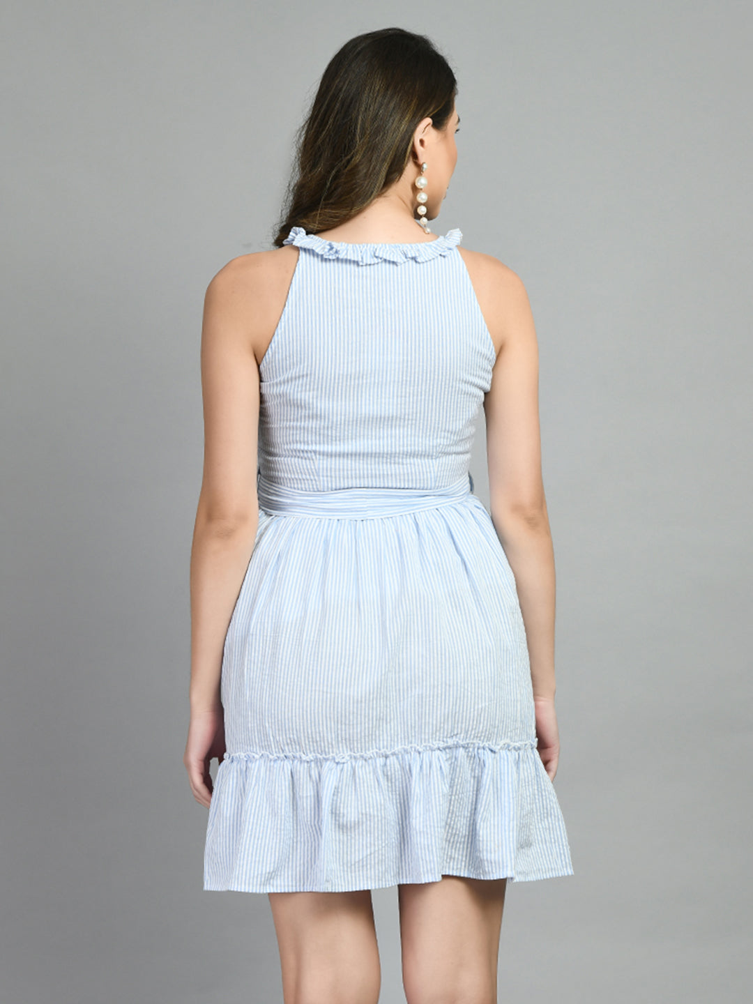 Women A-line Blue Above Knee/Mid Thigh Length Dress