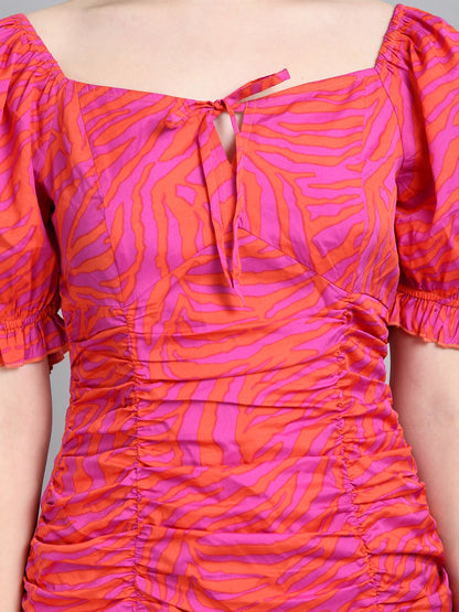 Women Sheath Pink Above Knee/Mid Thigh Length Dress