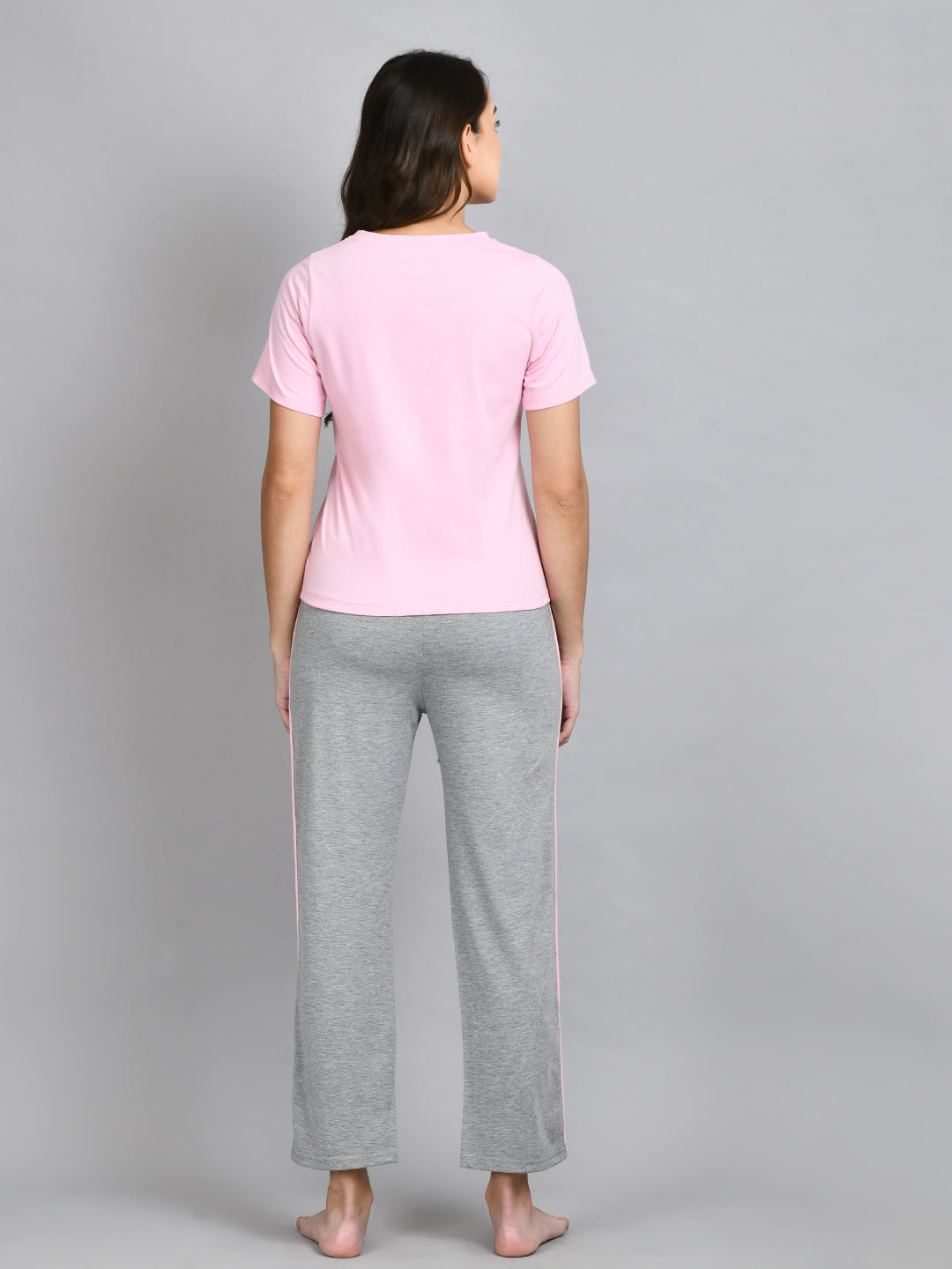 Women Top & Pyjama Set Pink Printed