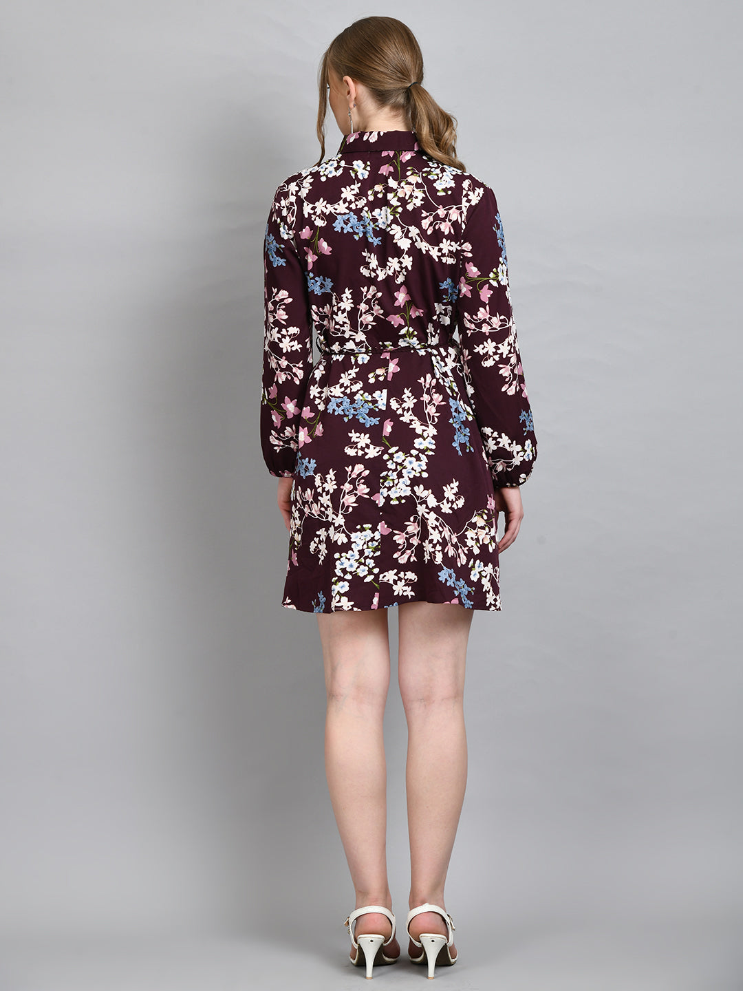 Women Shirt Maroon Mini/Short Dress