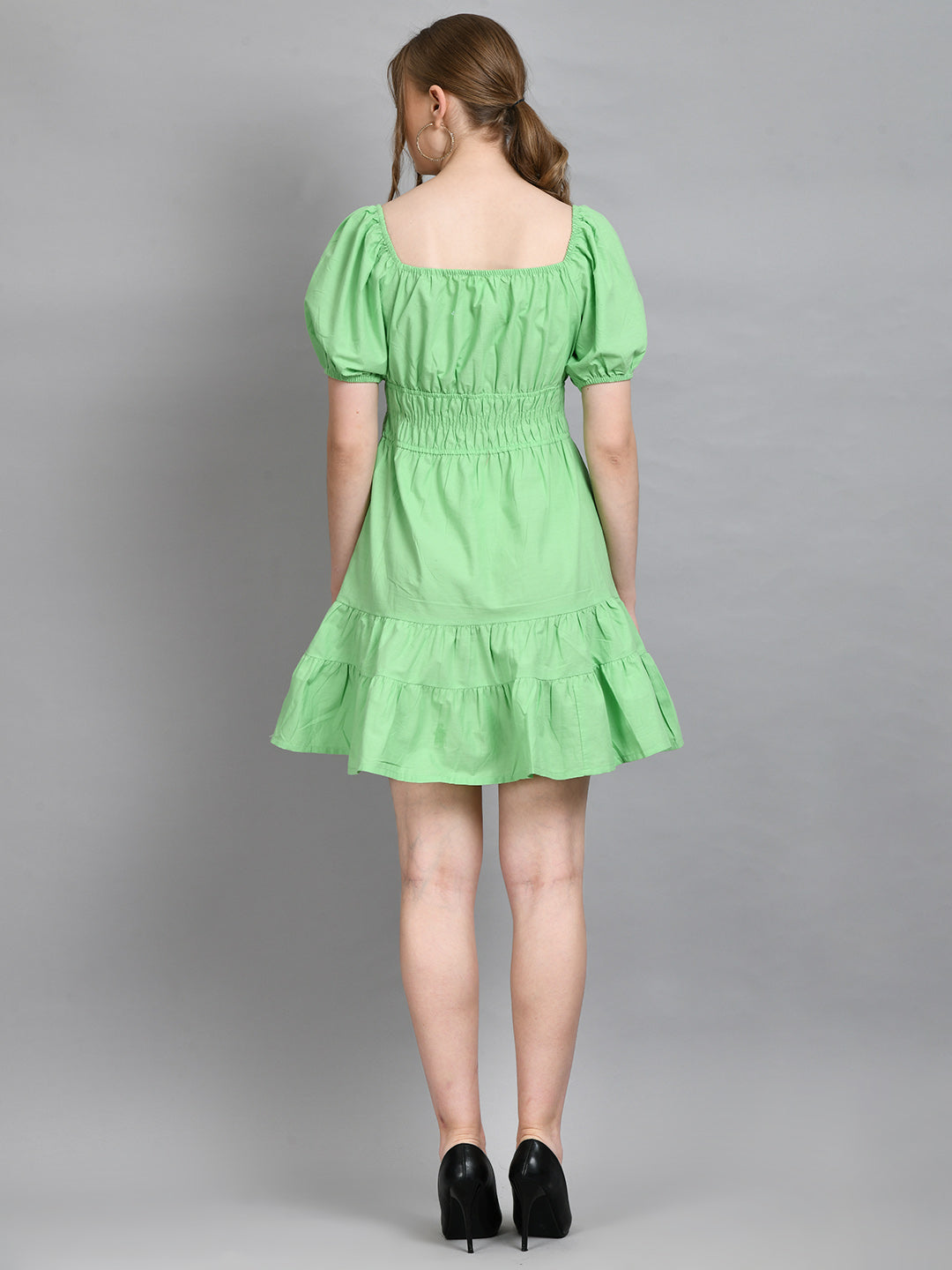 Women A-line Green Mini/Short Dress