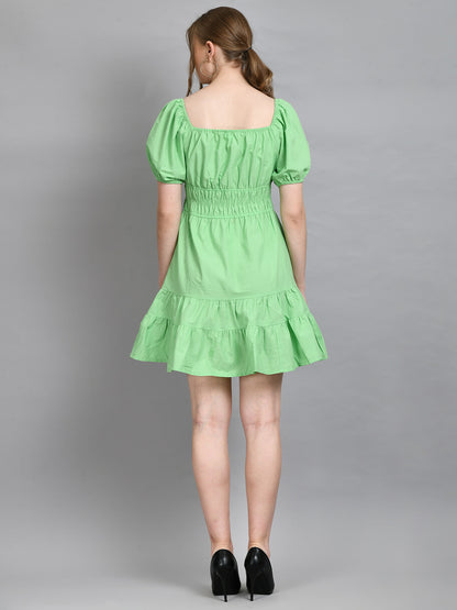 Women A-line Green Mini/Short Dress