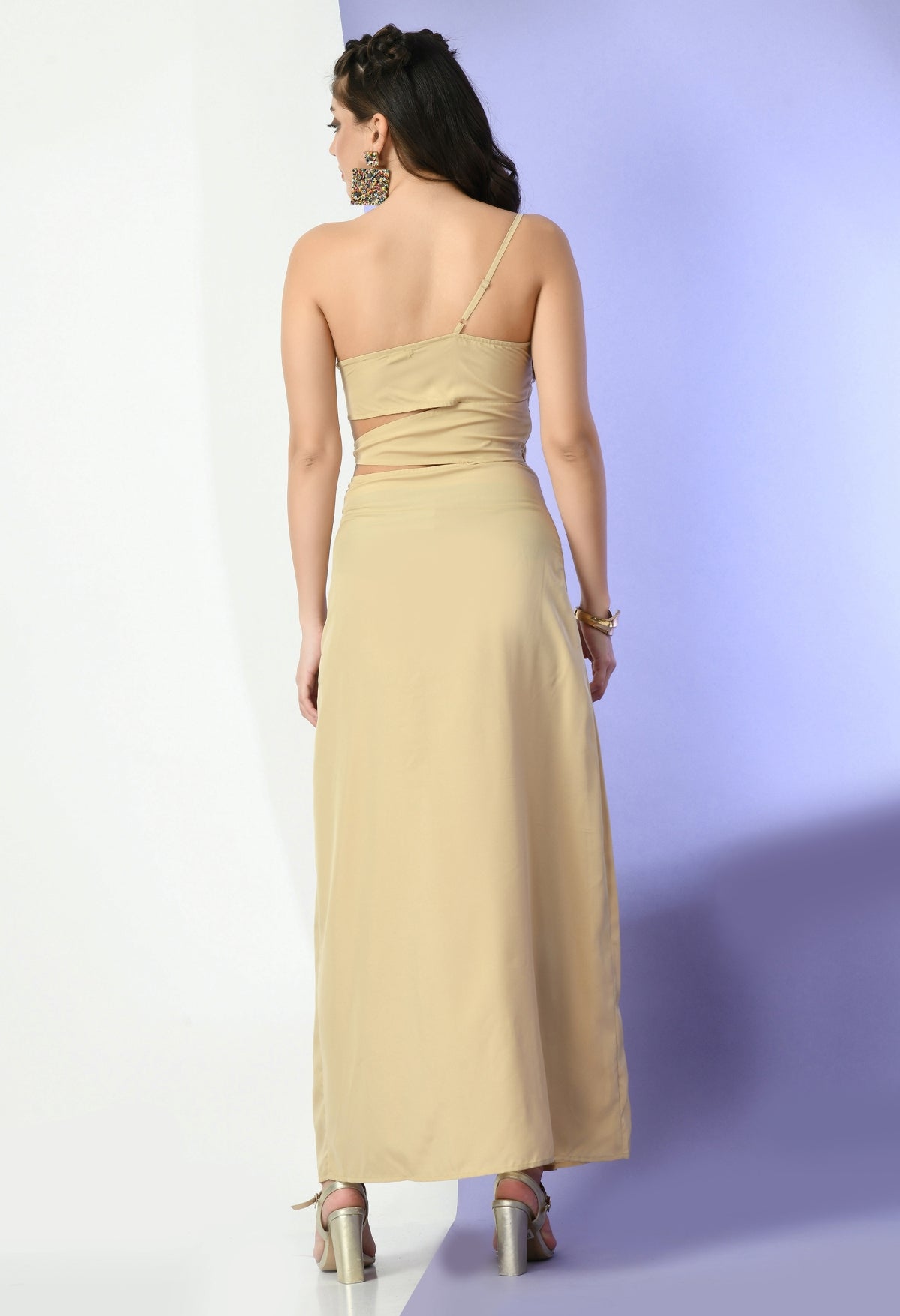 Women Gown Beige Maxi/Full Length Dress
