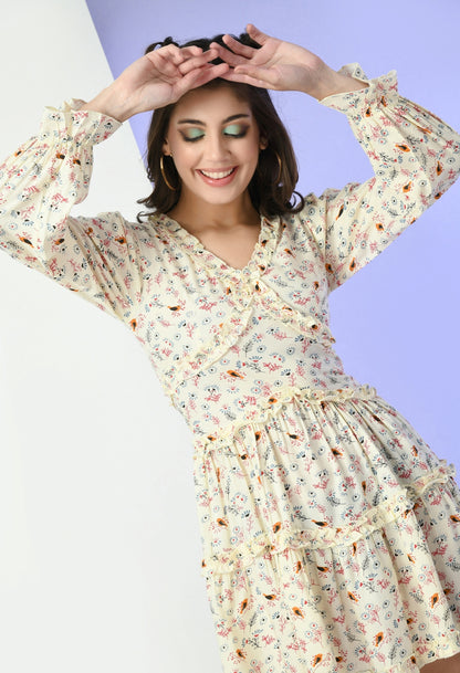 Women Fit and Flare Multicolor Mini/Short Dress