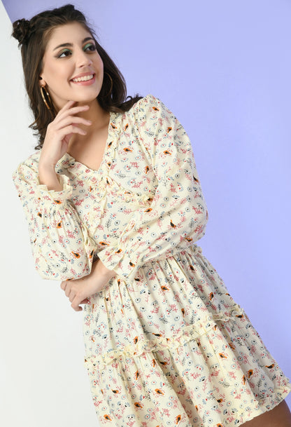 Women Fit and Flare Multicolor Mini/Short Dress