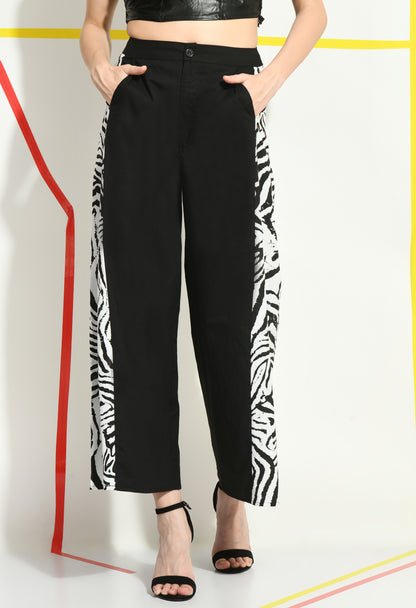 Women Regular Fit Black Pure Cotton Trousers