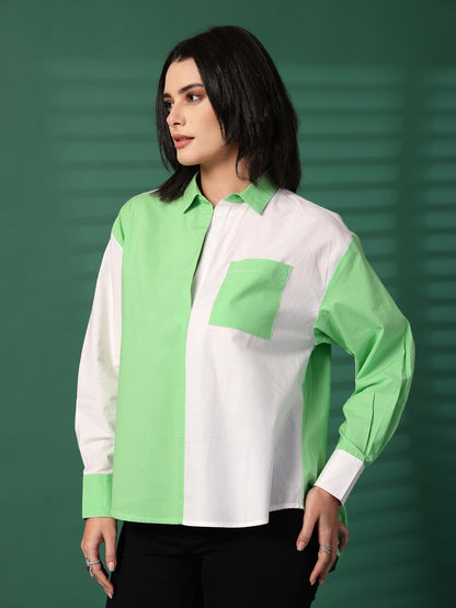 Women Regular Fit Color Block Party Shirt